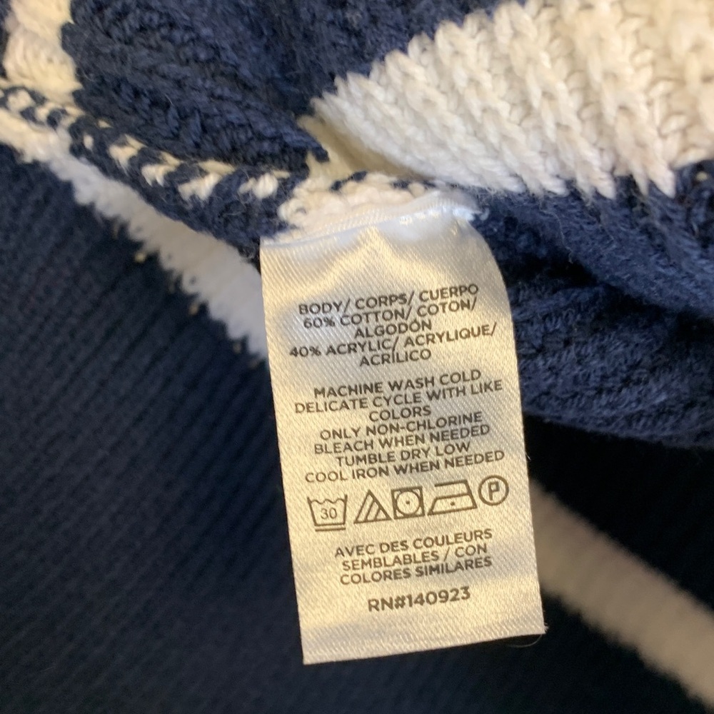 LOFT Navy and White Striped Turtleneck Sweater - Picture 3 of 4